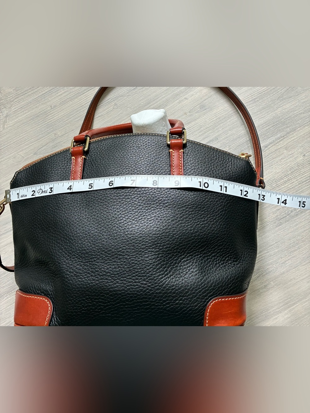 Dooney & Bourke Leather Pebble Grain Domed Satchel Shoulder Bag Black Brown - Picture 11 of 16